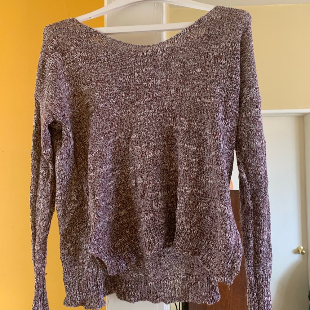 HOLLISTER✨Maroon/White Cropped Knitted Sweater